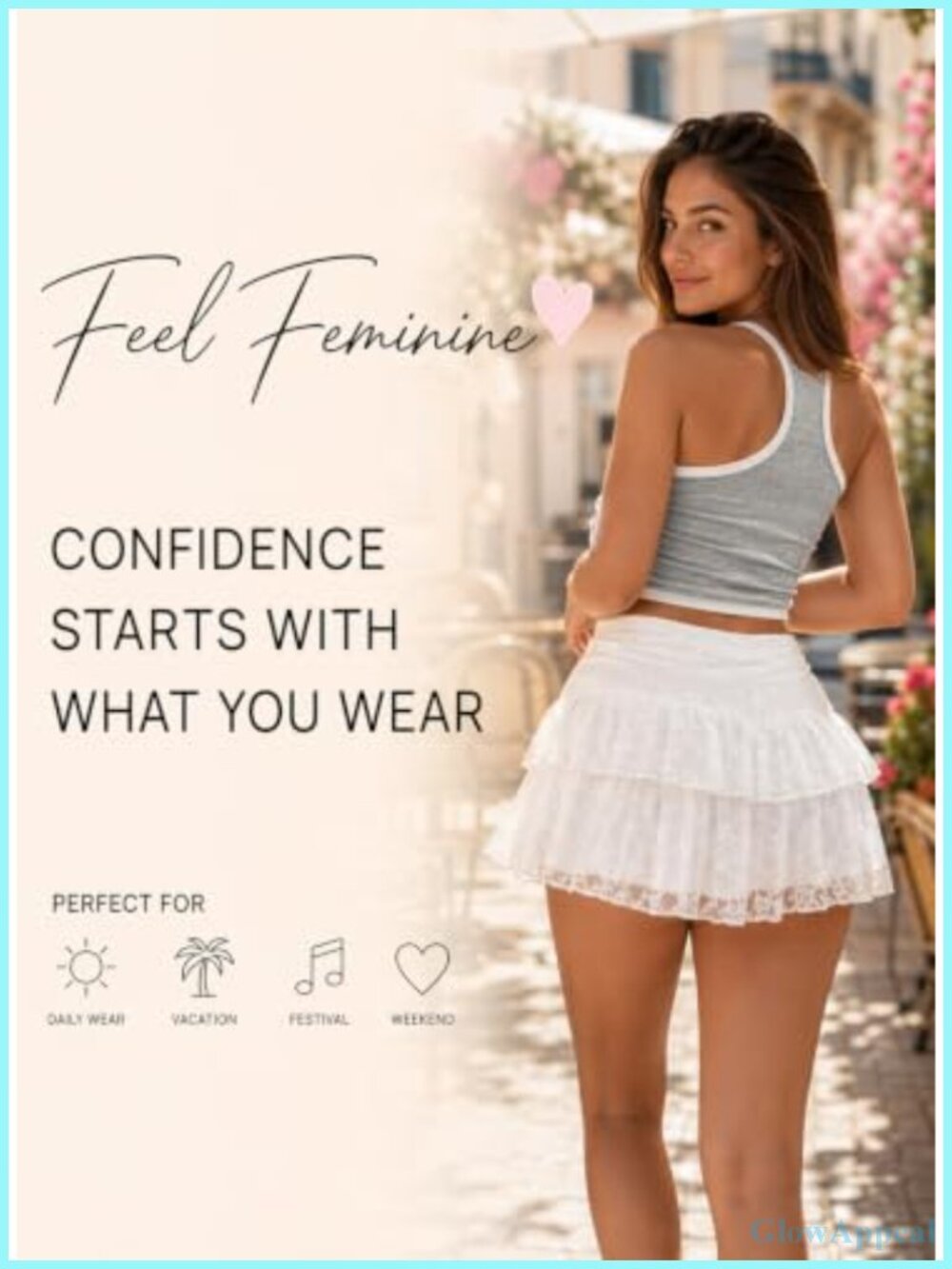 Lace Ruffle Skort High Waist Y2K Mini with Built-in Shorts - Picture 4 of 6